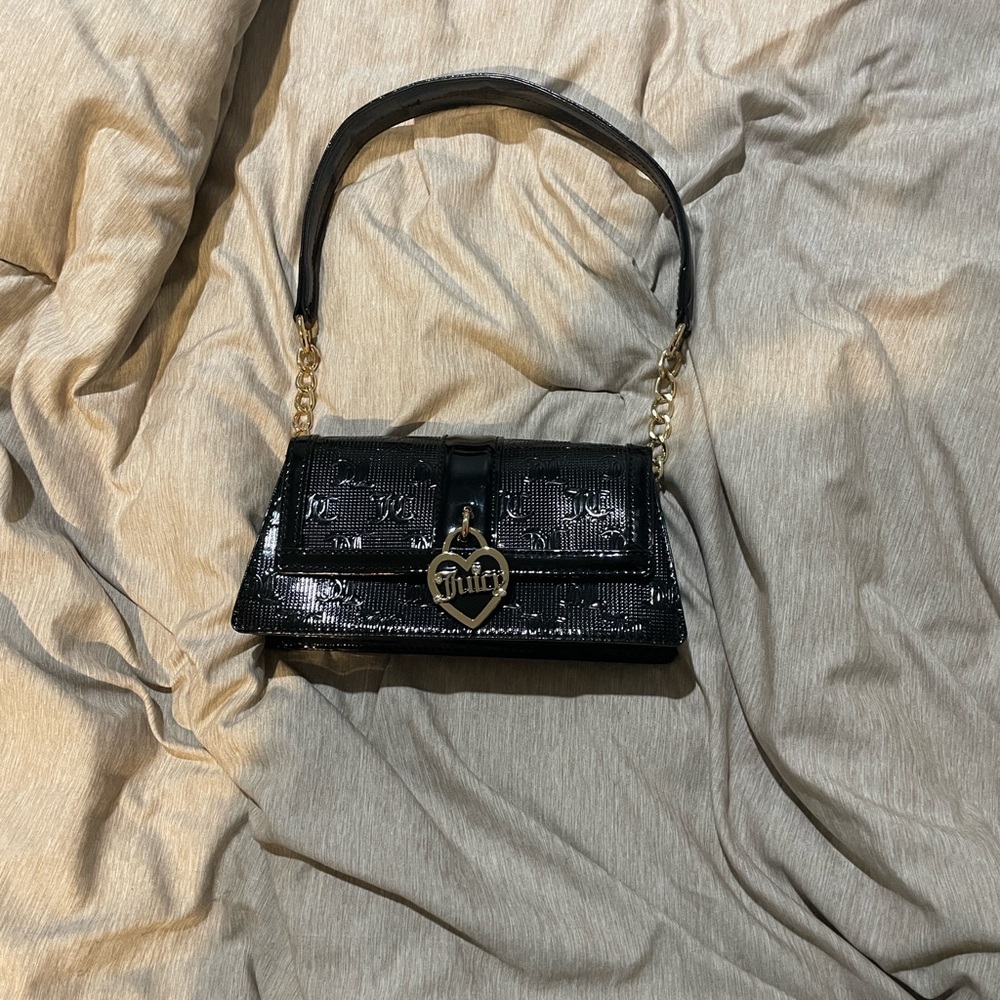 Juicy Couture Black Shoulder Bag with Gold Accents